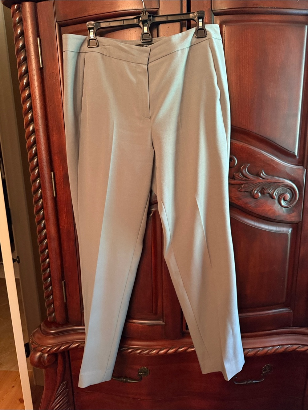 Kasper Light Gray Tailored Straight-Leg Trousers